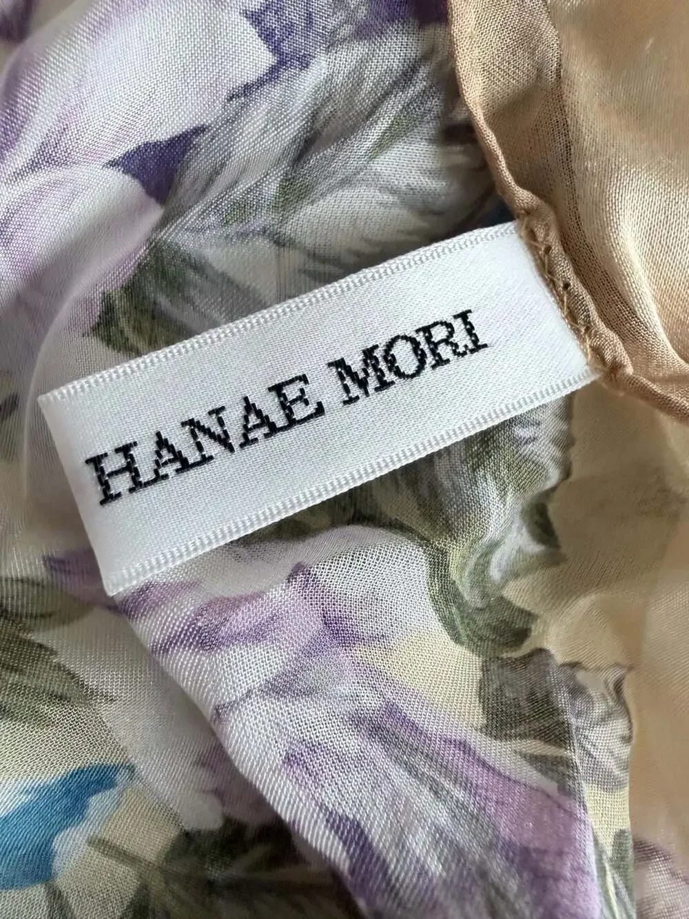 Hanae Mori Floral and Butterfly Print Silk Square Scarf